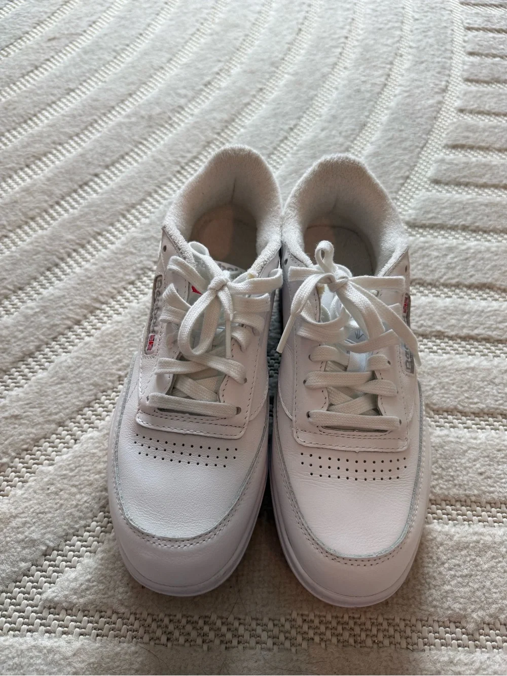 Reebok Kids White Low-Top Leather Sneakers with Gum Outsole